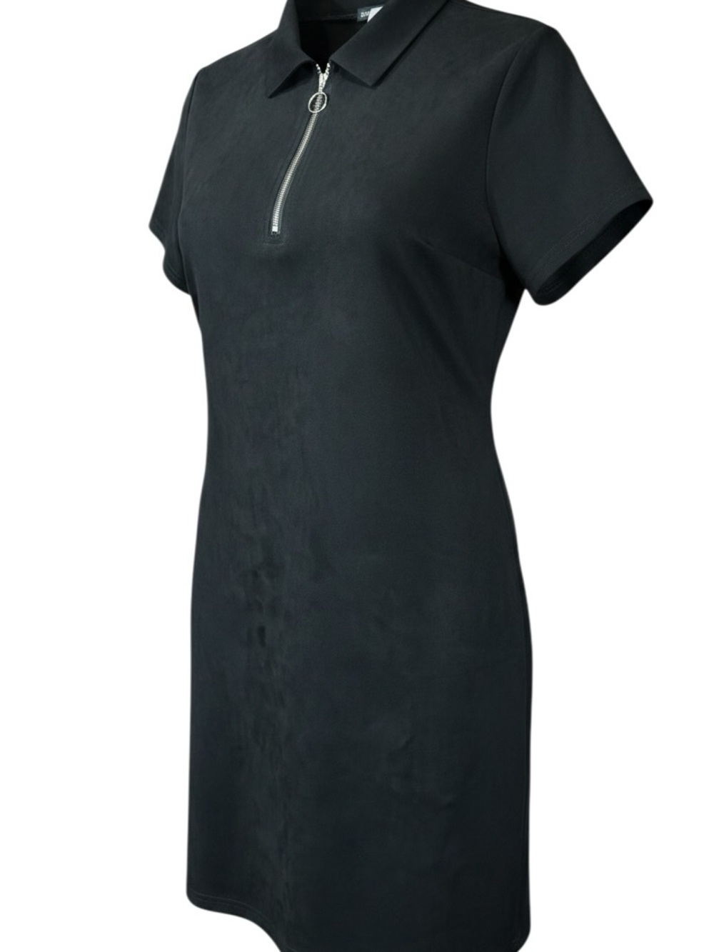 J for Justify Black Polo Zip Mini Dress